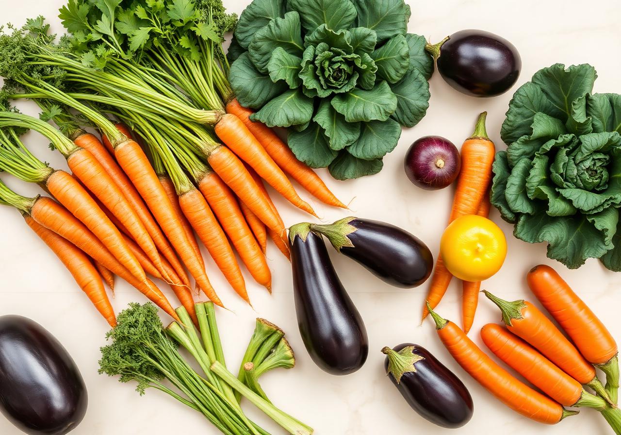 Fresh produce flat lay